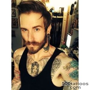 hår bög tatueringar tatuering bära ärm skägg homo fag hals tatuering _44