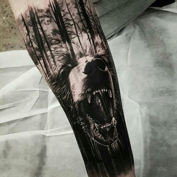 grin bear tattoo