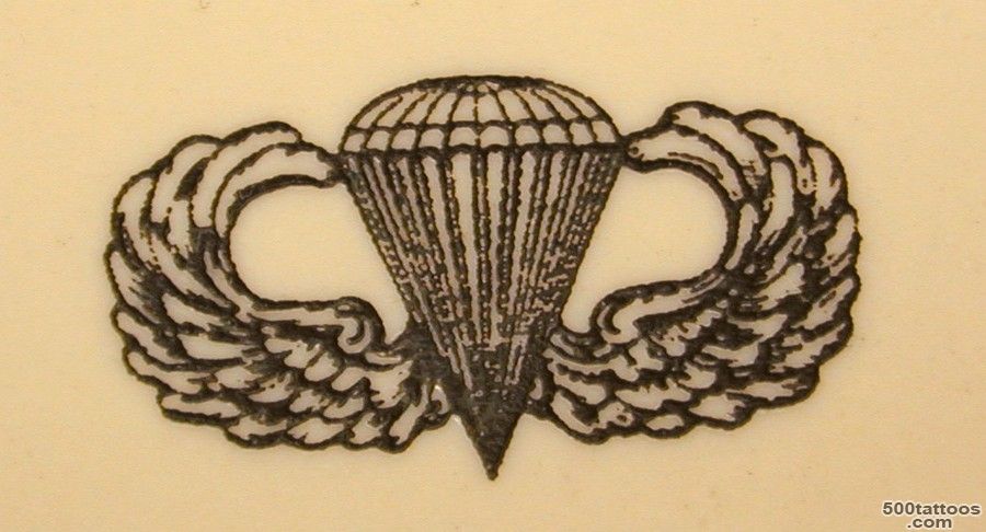 Striking airborne tattoo in blackwork style on the back