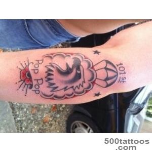 Airborne tattoo in striking geometric style on the back