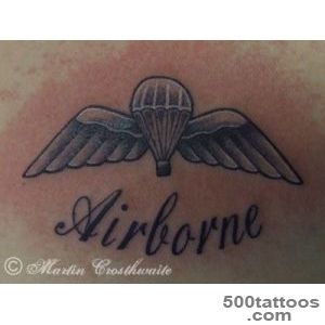 Subtle airborne tattoo in blackwork style on the inner arm