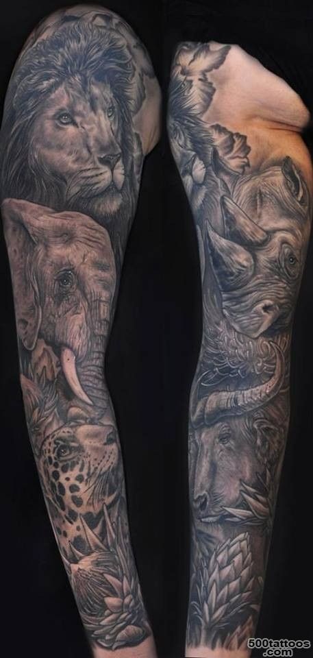 Awesome animals tattoo on full sleeve   Tattooimages.biz_14