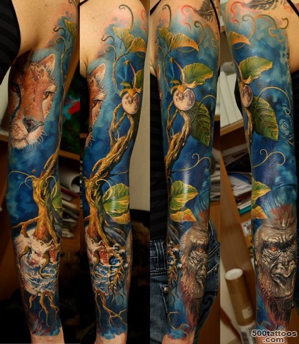 Wild Animals Sleeve Tattoo Design   Tattoes Idea 2015  2016_12