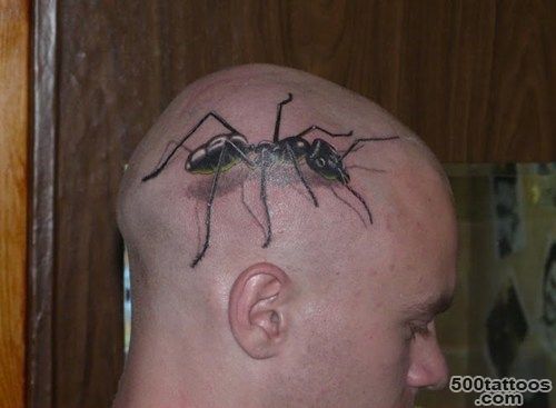 Large Ant Tattoo On Man Head  Tattooshunt.com_4