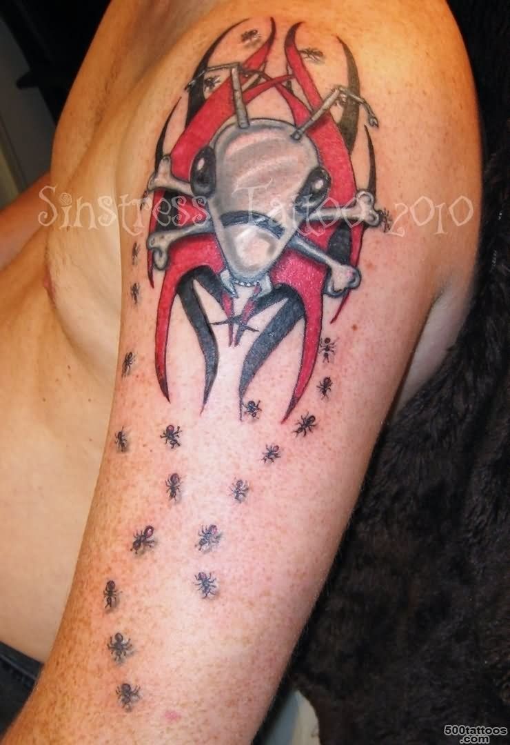 Tribal Ant Tattoo On Left Sleeve_19