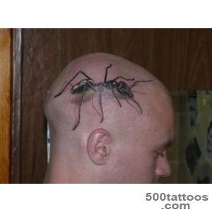 Large Ant Tattoo On Man Head  Tattooshuntcom_4