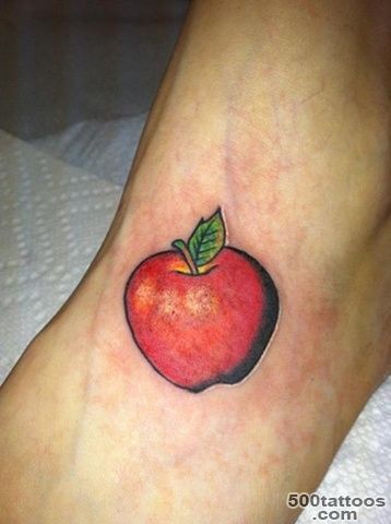 Red Apple Tattoo Design For Foot_7