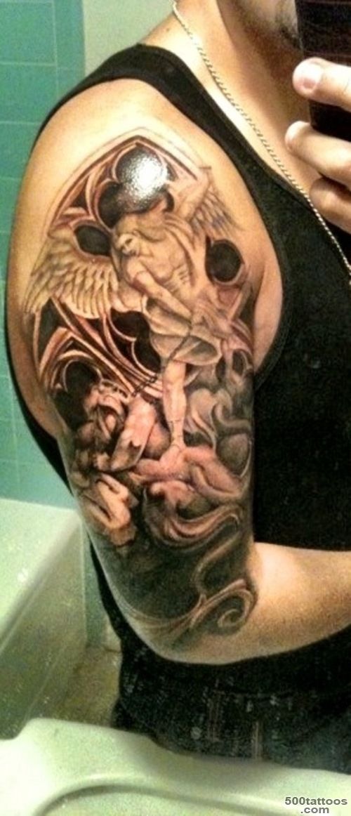 saint michael the archangel tattoo sleeves  Cool Tattoos Designs_46