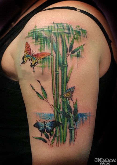 Bamboo And Butterfly Tattoo On Upper Arm  Tattooshunt.com_12