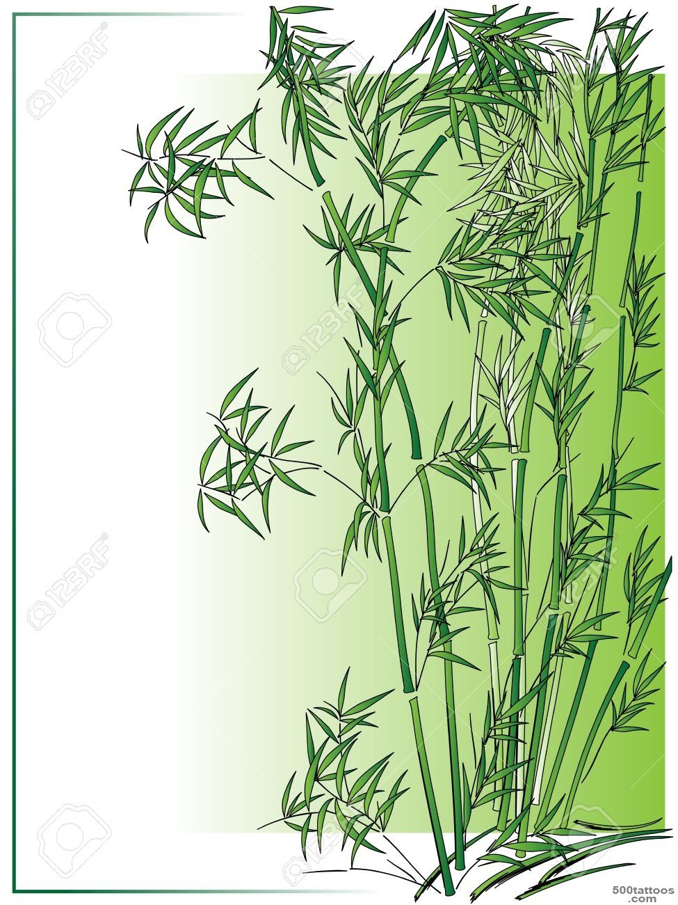Bamboo In The Asian Style In Green Frame. Royalty Free Cliparts ..._23