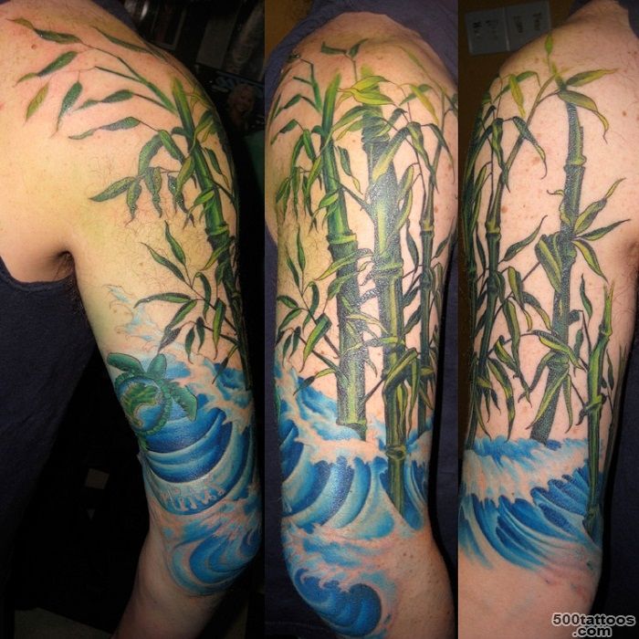 Bamboo Tattoo And Blue Peppermint Turtle Tattoo On Arm ..._14