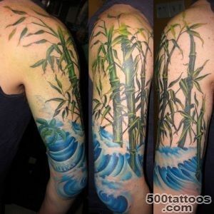 Bamboo Tattoo And Blue Peppermint Turtle Tattoo On Arm _14