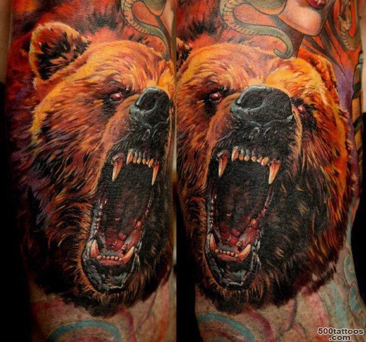 Awesome colorful head of a bear tattoo   Tattooimages.biz_45