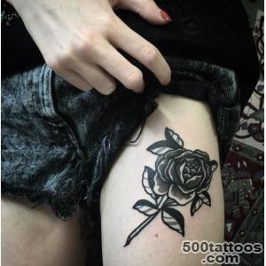 Black Rose Tattoo On Thigh_16