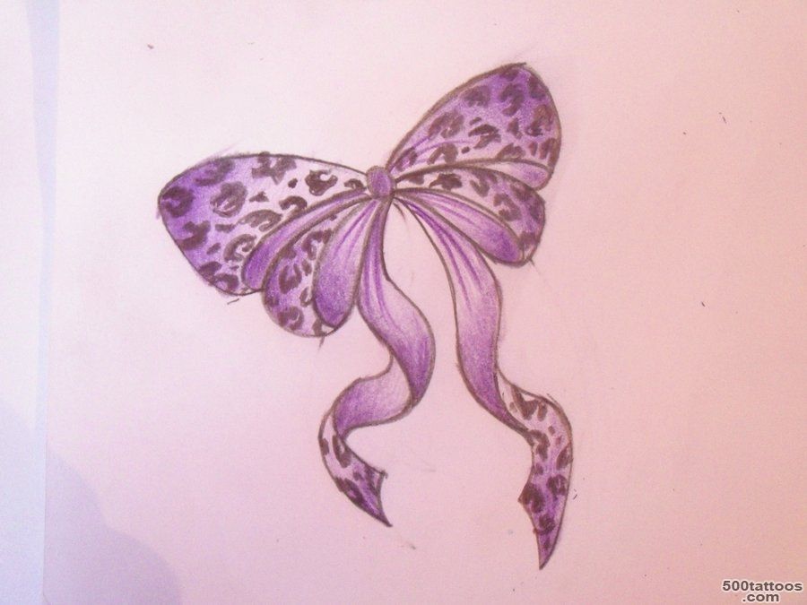 Leopard Heart Tattoo With Purple Bow  Tattoobite.com_31