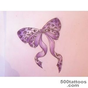 Leopard Heart Tattoo With Purple Bow  Tattoobitecom_31