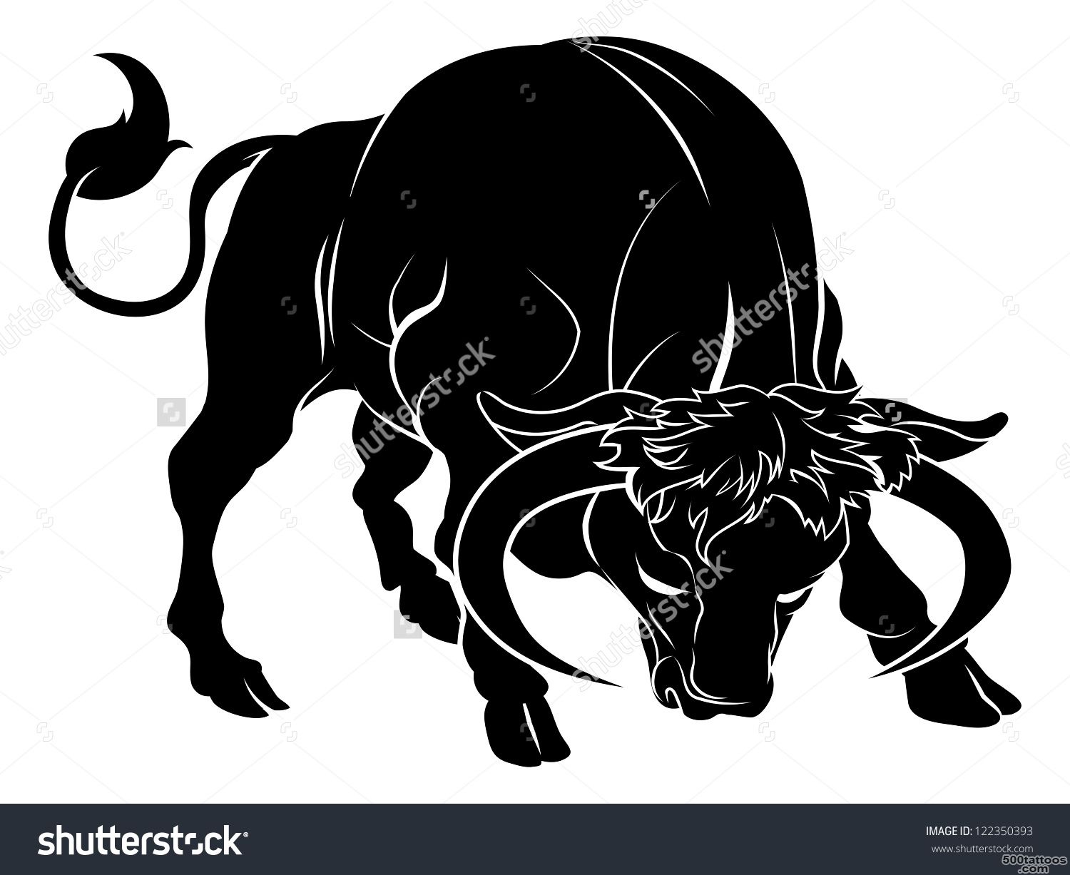 An Illustration Of A Stylised Black Bull Perhaps A Bull Tattoo ..._44