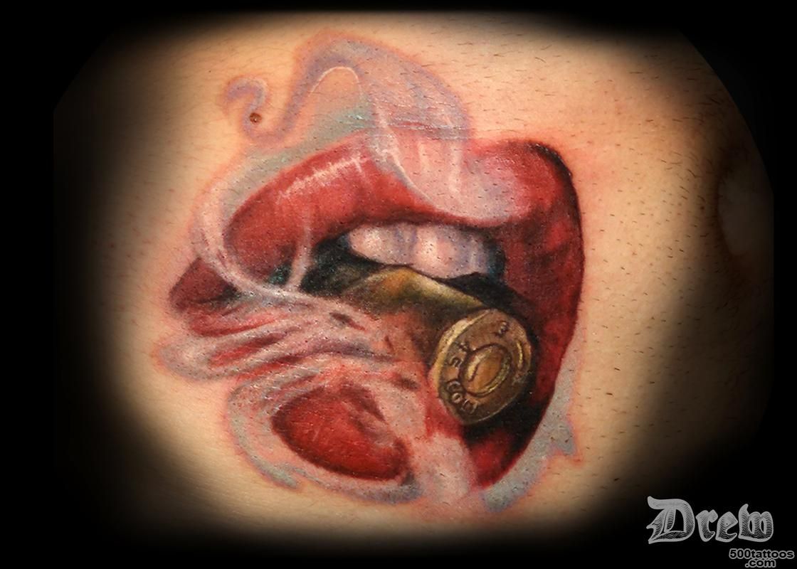Lips Biting the Bullet by Drew Siciliano  Tattoos_28