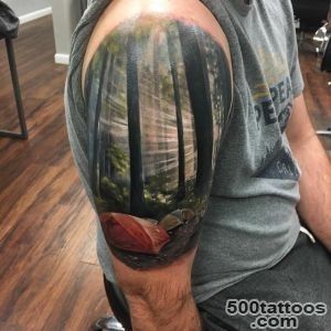 Camp Landscape Tattoo on Shoulder  Best Tattoo Ideas Gallery_30
