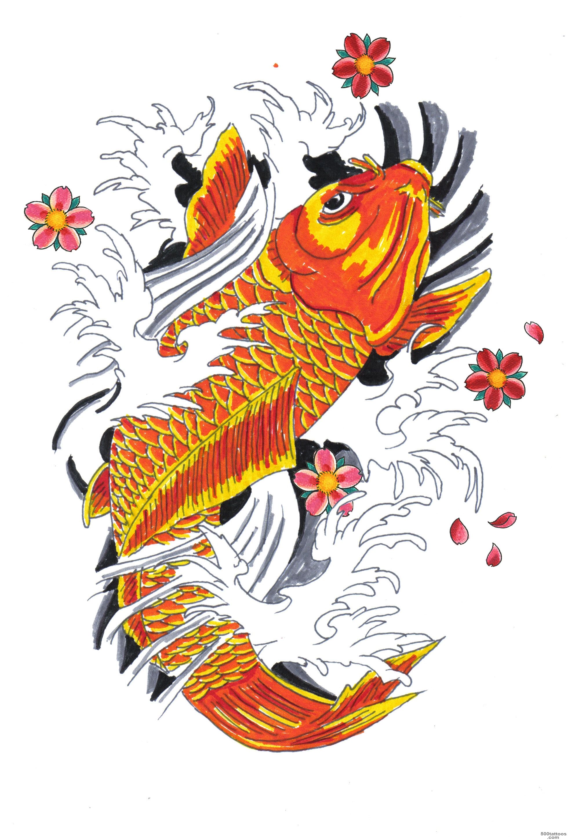 Koi Fish Tattoo Drawings  Tattoo Designs of Animal_36