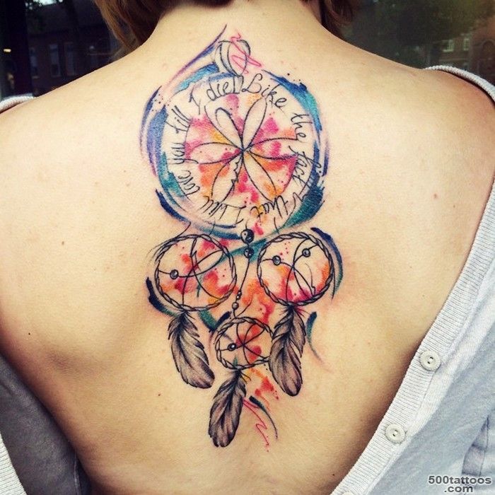 25 Colorful Dream Catcher Tattoo That Will be Uniquely Your Own_29