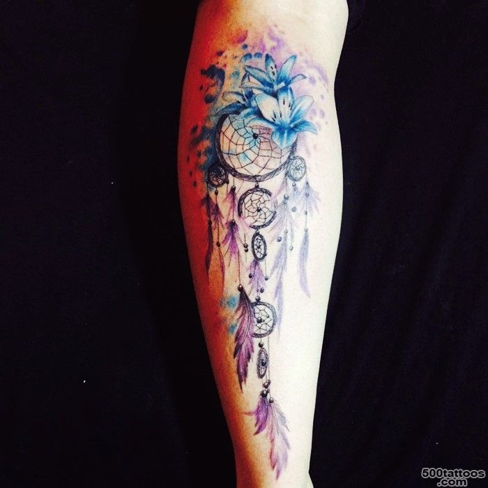 25 Colorful Dream Catcher Tattoo That Will be Uniquely Your Own_30