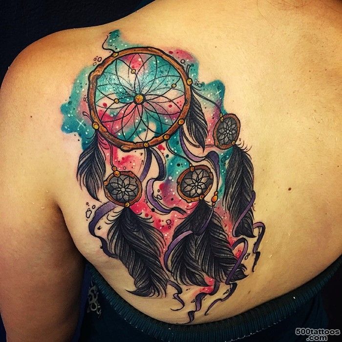 25 Colorful Dream Catcher Tattoo That Will be Uniquely Your Own_45