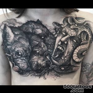 Medusa and Cerberus Tattoo on Chest  Best Tattoo Ideas Gallery_5