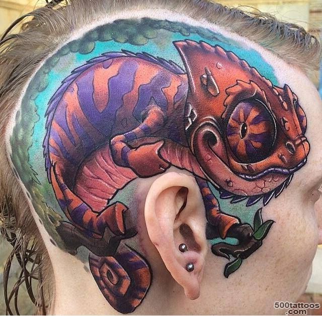 Smiling Chameleon Head tattoo  Best Tattoo Ideas Gallery_32