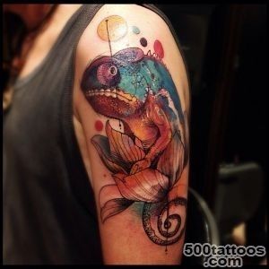? watercolor looking chameleon tattoo ? @victormontaghini _8