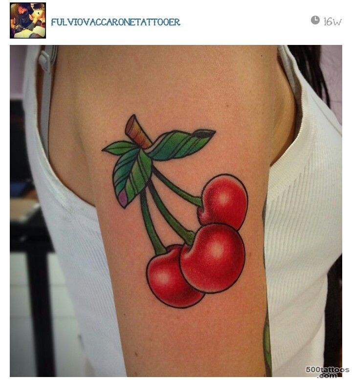 Instagram @fulviovaccaronetattooer cherries cherry #tattoo ..._43