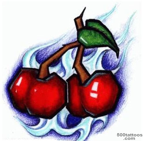 Two Cherries Tattoo With Coin  Fresh 2016 Tattoos Ideas_44