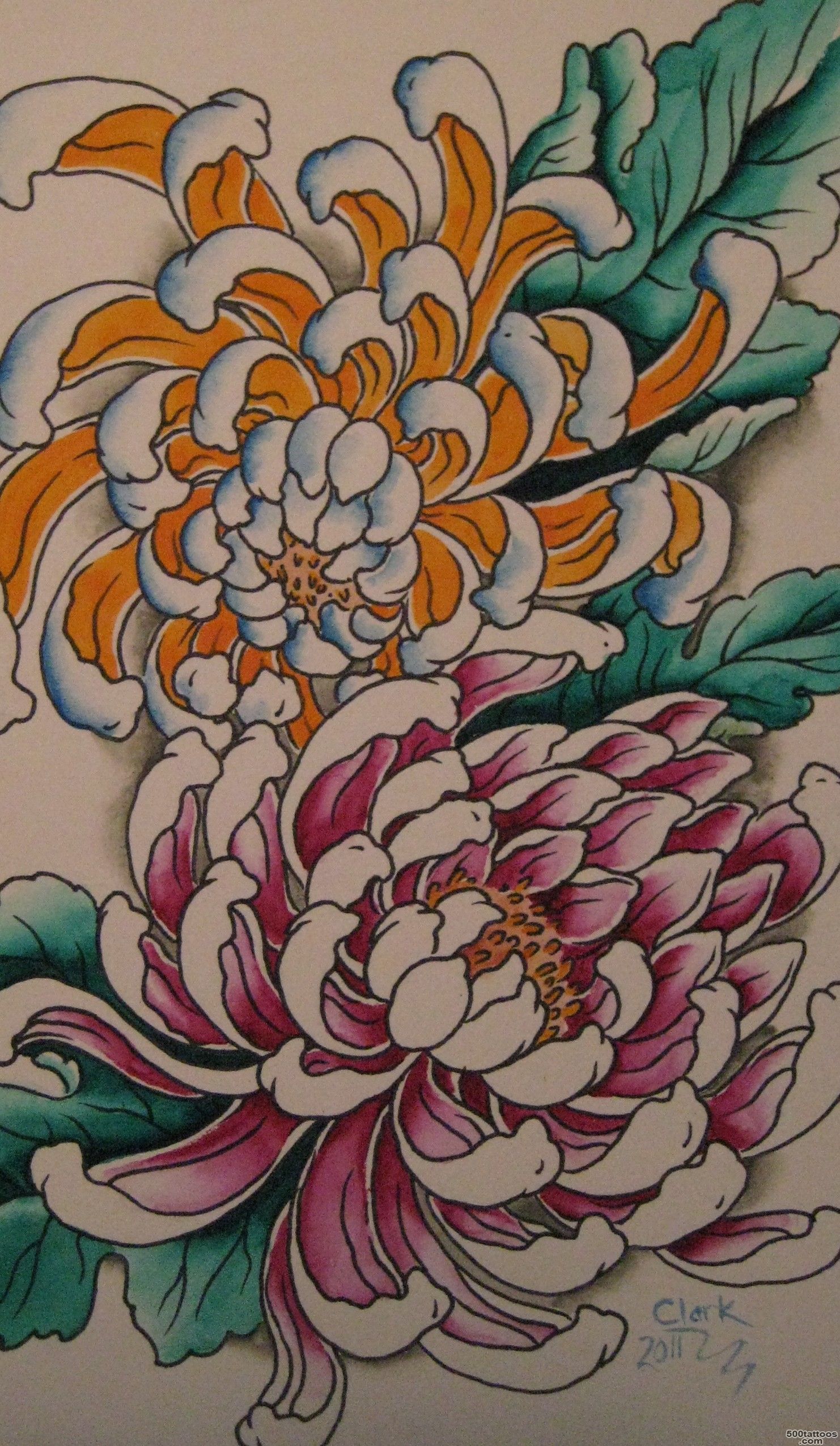 Chrysanthemum Tattoos, Designs And Ideas  Page 4_6