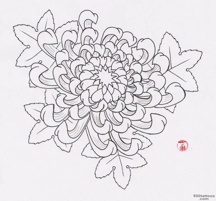 Outline Chrysanthemum Tattoo Design by Laranj4_38