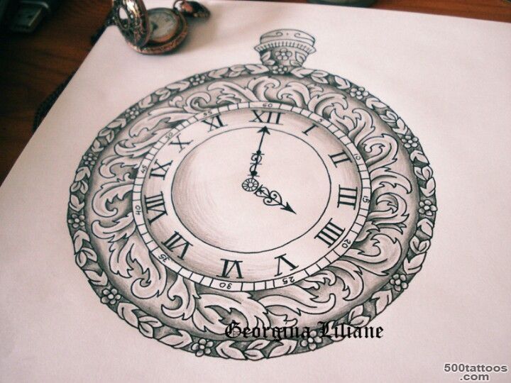 23+ Latest Clock Tattoo Designs_44