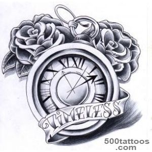Roses And Clock Tattoo Designs   Tattoes Idea 2015  2016_36