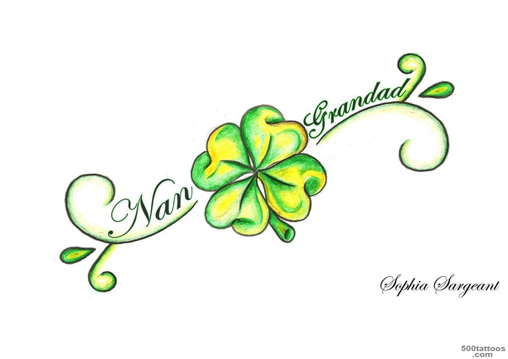 24 Lucky Irish Four Leaf Clover Tattoos Designs  Tattoo ideas ..._21