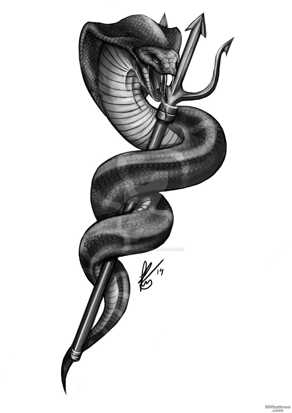 King cobra trident tattoo design by KatrineTindlund on DeviantArt_50