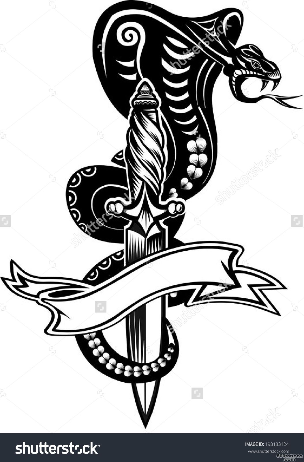 Snake Tattoo Cobra And Dagger Stock Vector Illustration 198133124 ..._41