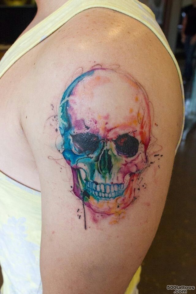 Rainbow Water Color Skull Tattoo  Tattoos  Tattoo Pictures ..._23