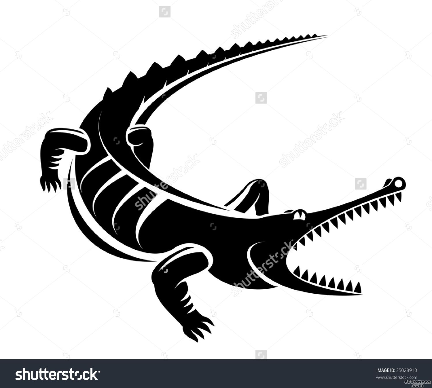 Black Crocodile Silhouette Isolated On White, For Mascot Or Tattoo ..._27