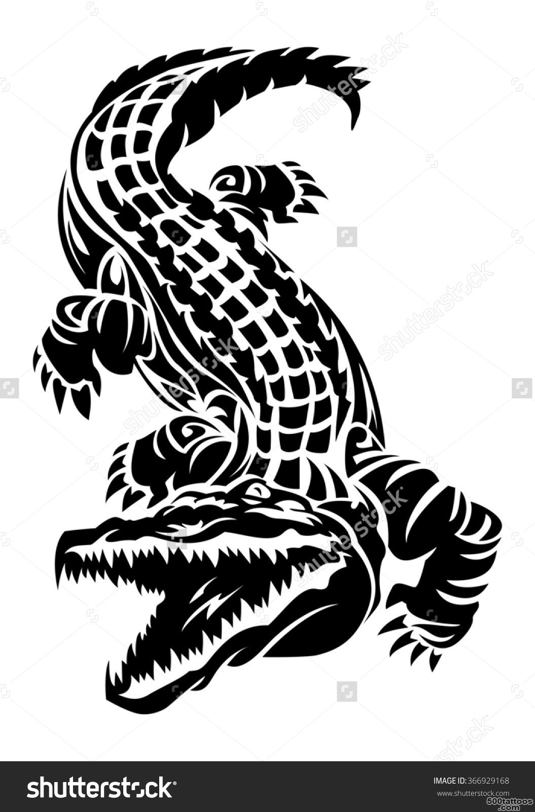 Illustration Of A Crocodile Tattoo On Isolated White Background ..._4
