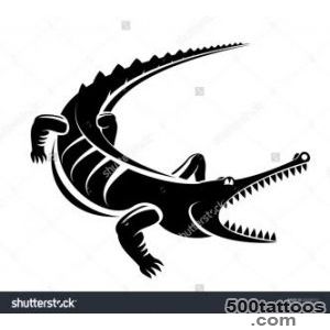 Black Crocodile Silhouette Isolated On White, For Mascot Or Tattoo _27