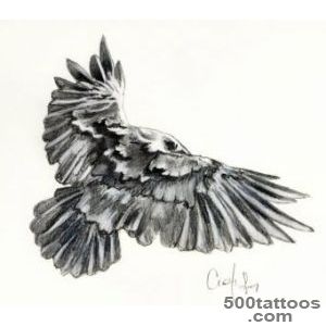 Big flying black and white crow tattoo   Tattoos photos_42