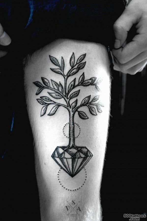 Gorgeous tree crystal tattoo on leg   TattooMagz   Handpicked ..._31