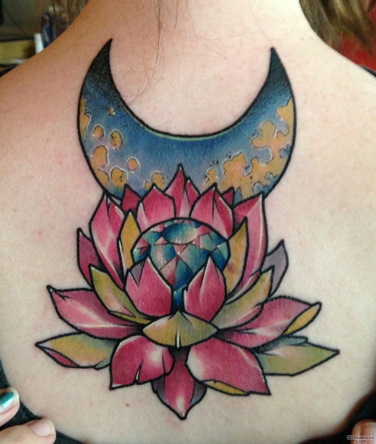 Moon, lotus amp crystal tattoo done by Chad at Revolt Tattoos in ..._17