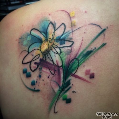 31+ Watercolor Daisy Tattoos_43