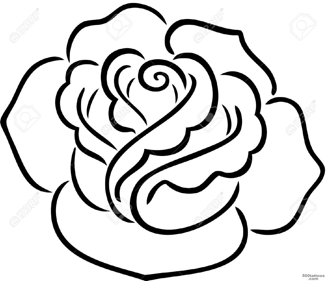 A Decorative Tattoo Of A Rose, Isolated. Royalty Free Cliparts ..._25