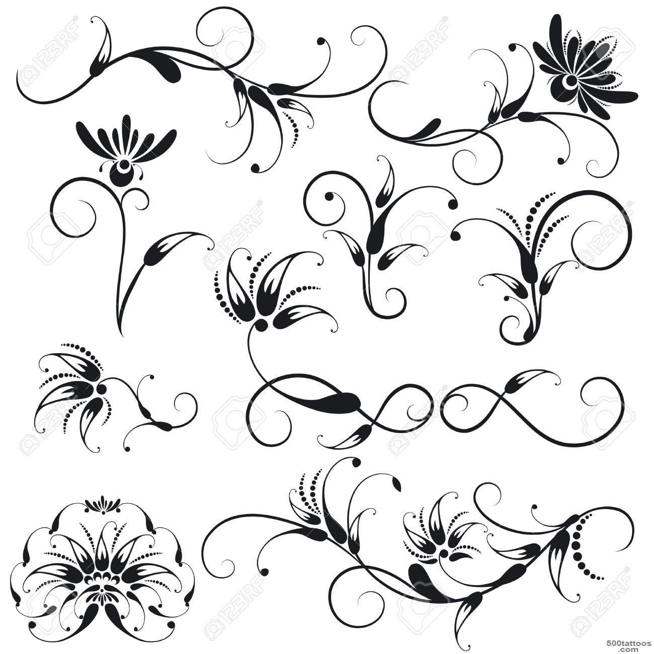Decorative Floral Design Elements Royalty Free Cliparts, Vectors ..._33