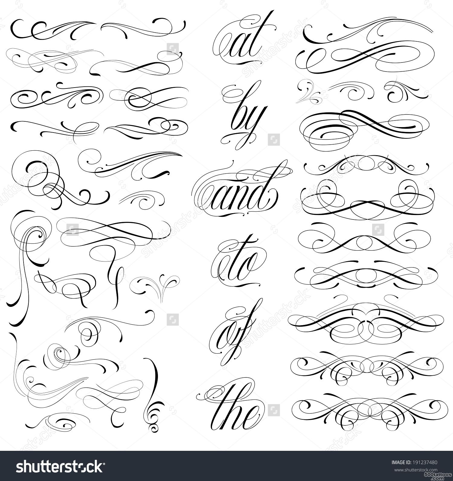 Handmade Tattoo Lettering And Decorative Elements Stock Vector ..._16